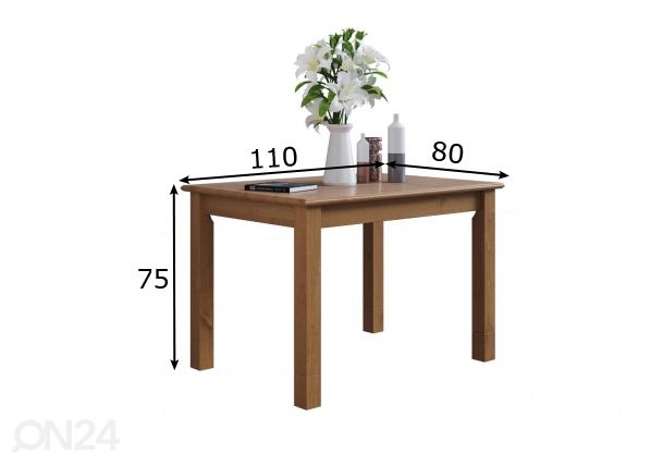Обеденный стол Rauna 110x80 cm размеры