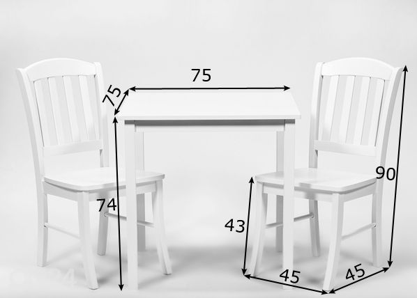 Обеденный стол Rosella + 2 стула Monaco размеры