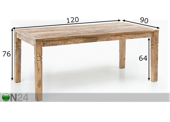Обеденный стол Rustica 120x90 cm размеры