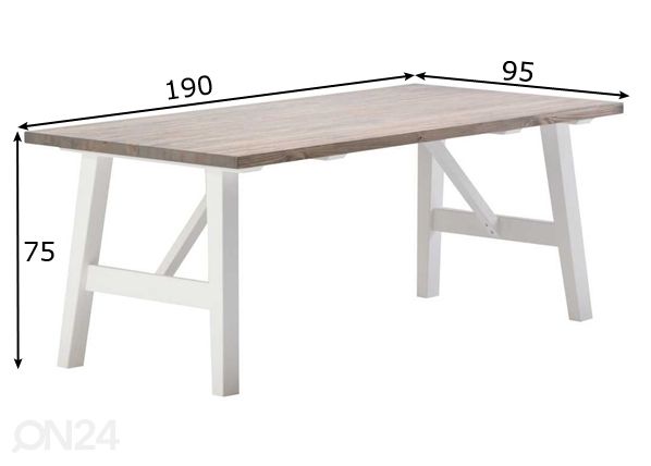 Обеденный стол Rustiiki 190x95 cm размеры