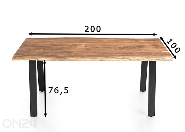 Обеденный стол Saira 100x200 см размеры
