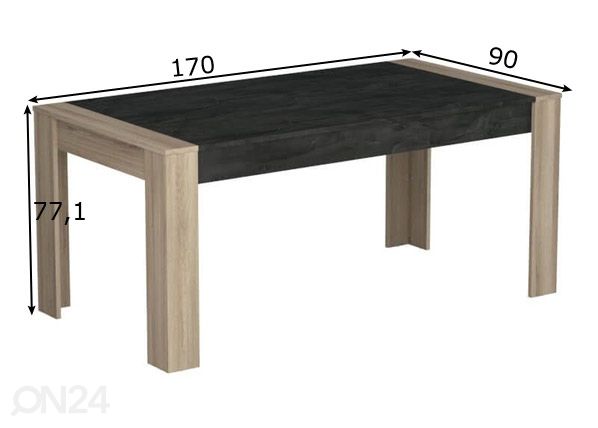 Обеденный стол Sheffield 170x90 cm размеры