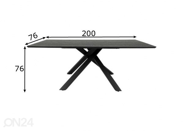Обеденный стол Tenzo Cox 200x95 cm, чёрный ясень размеры