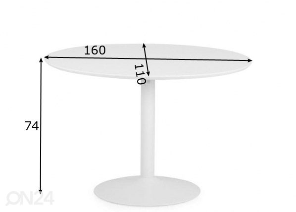 Обеденный стол Tenzo Taco Ellips Ø 160x110 cm размеры