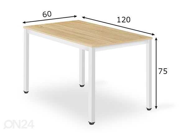 Обеденный стол Tessa 60x120 cm, Дууб размеры