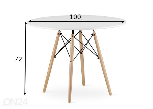 Обеденный стол Todi Ø100 cm, белый размеры