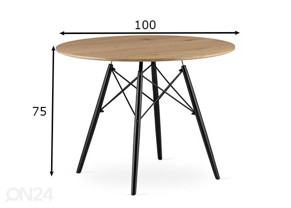 Обеденный стол Todi Ø100 cm, медовый дуб размеры