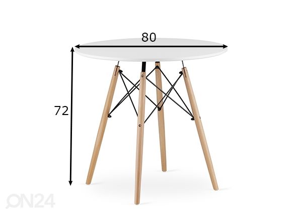 Обеденный стол Todi Ø80 cm, белый размеры