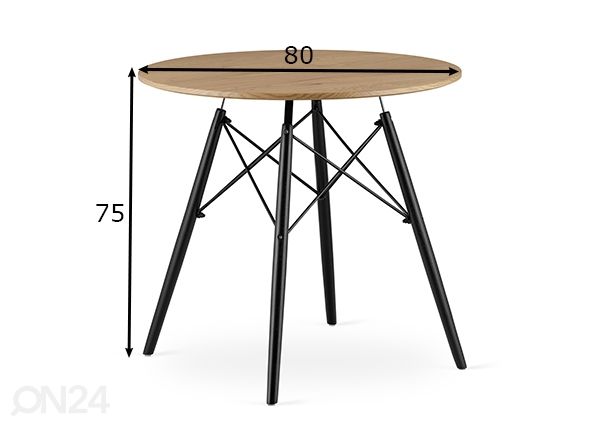 Обеденный стол Todi Ø80 cm, медовый дуб размеры