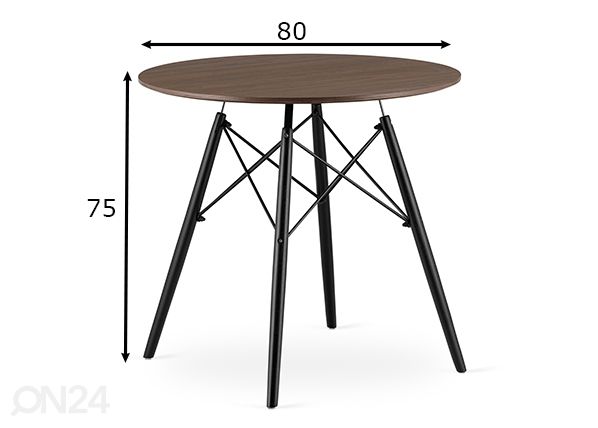 Обеденный стол Todi Ø80 cm, тёмный ясень размеры