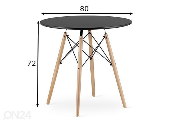 Обеденный стол Todi Ø80 cm, чёрный размеры