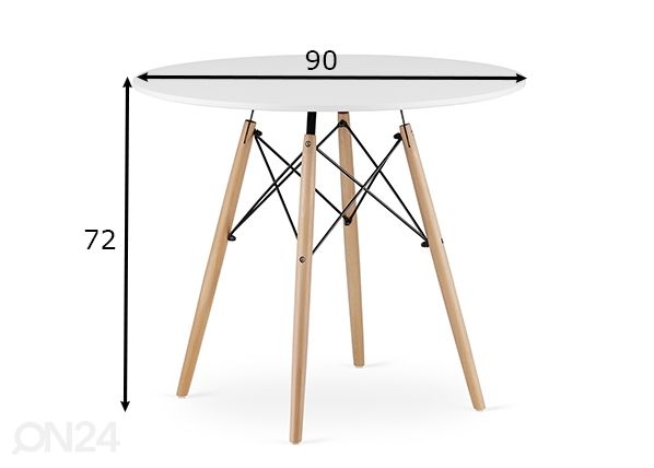 Обеденный стол Todi Ø90 cm, белый размеры