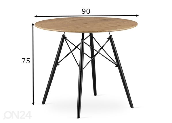 Обеденный стол Todi Ø90 cm, медовый дуб размеры