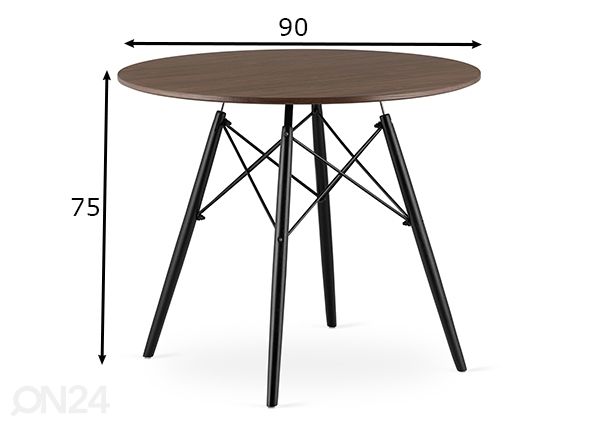 Обеденный стол Todi Ø90 cm, тёмный ясень размеры