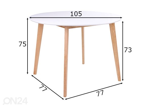 Обеденный стол Trondheim Ø105 cm размеры
