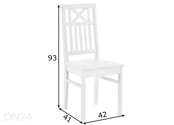 Обеденный стул из массива берёзы Florence, белый размеры