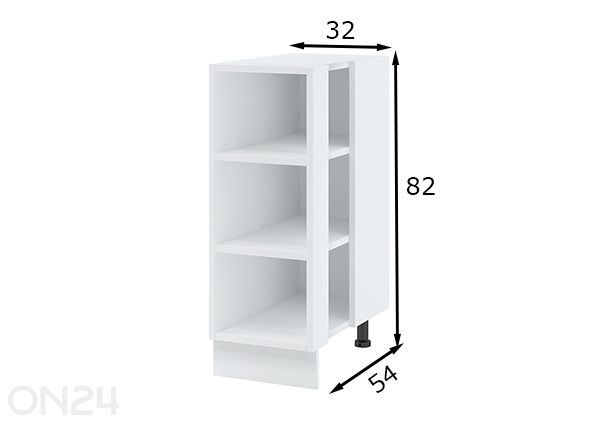 Открытая нижняя кухонная полка 32 см размеры