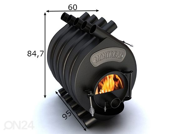 Печь-булерьян Vesuvi со стеклом 02, 18 kw размеры