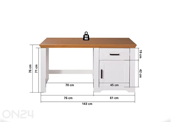 Письменный стол Maluno 65x150 размеры