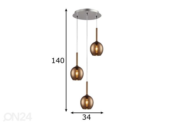 Подвесной светильник Monic Copper 3B размеры