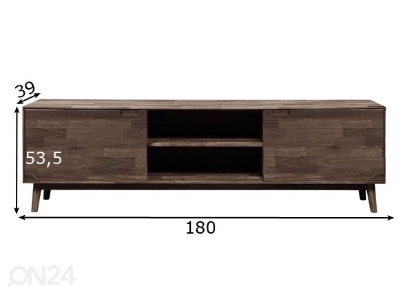 Подставка под ТВ из массива дуба Scan, чёрное масло 180 cm размеры