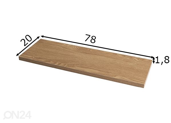 Полка настенная 78 cm, дуб размеры