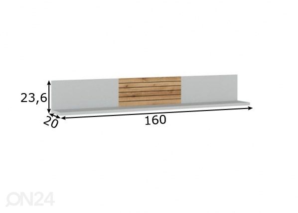 Полка настенная Alverno 160 cm, светло-серый/дуб размеры