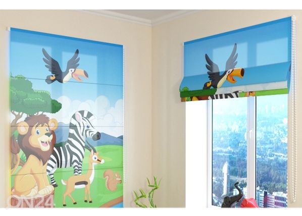 Полупрозрачная римская штора Cute African animals 1 100x120 cm