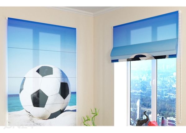 Полупрозрачная римская штора Football ball on the beach 100x120 cm
