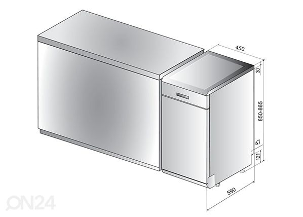 Посудомоечная машина Whirlpool WSFO3O34PF размеры