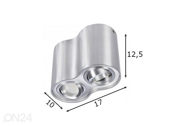 Потолочный светильник Bross 2, алюминиевый размеры
