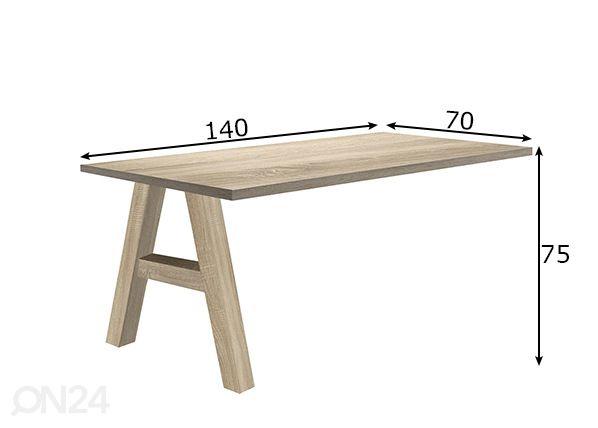 Прикрепляемый рабочий стол Mister Office A 140 cm размеры