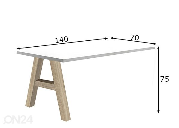 Прикрепляемый рабочий стол Mister Office A 140 cm размеры