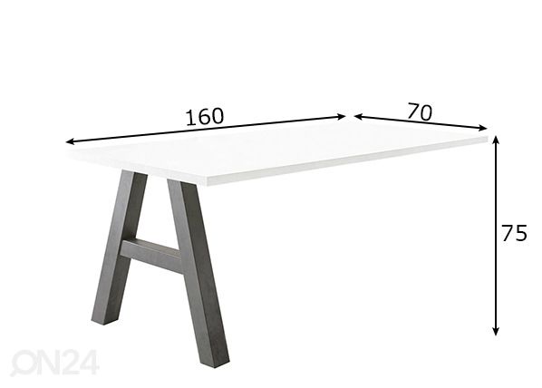 Прикрепляемый рабочий стол Mister Office A 160 cm размеры