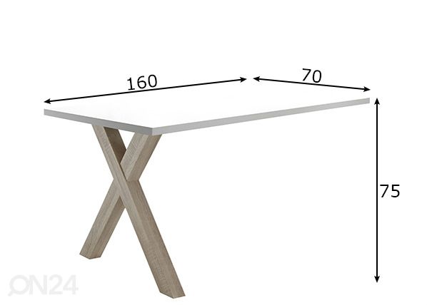 Прикрепляемый рабочий стол Mister Office X 160 cm размеры