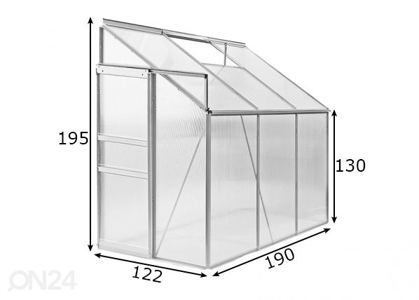 Пристенная теплица Polar 2,3 м² размеры