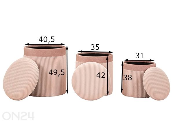 Пуф с местом для хранения, 2 шт. размеры