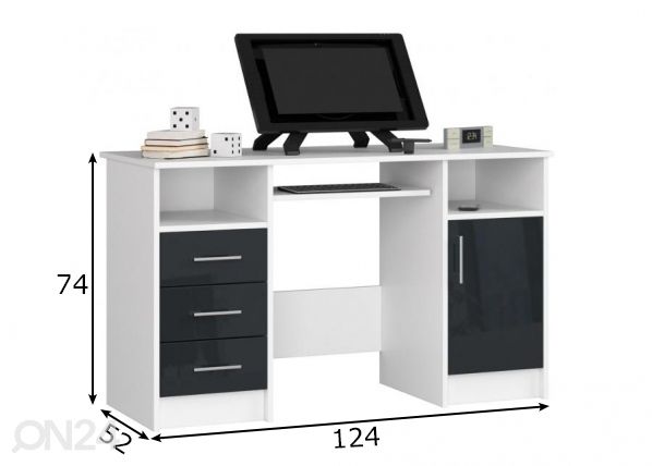 Рабочий стол, белый/серый размеры