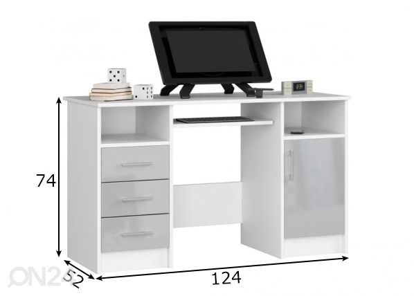 Рабочий стол, белый/серый размеры