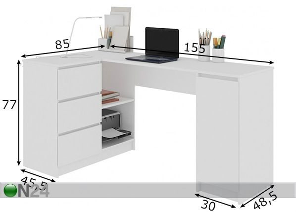 Рабочий стол Corner L размеры