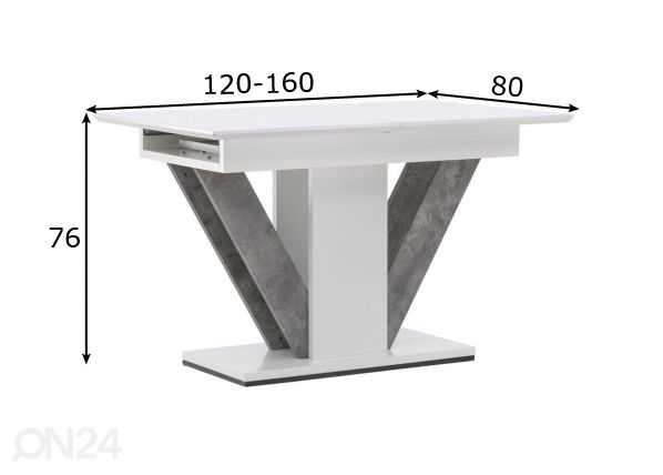 Раздвижной обеденный стол Disa 120/160x80см размеры