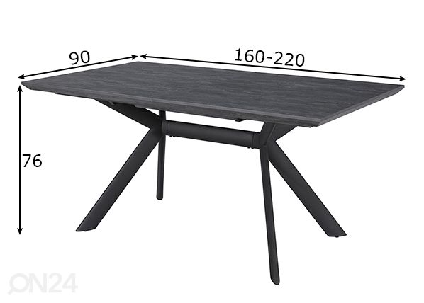 Раздвижной обеденный стол Eddy 90x160-220 см размеры