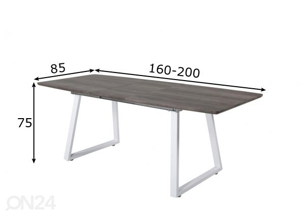 Раздвижной обеденный стол Inca 160/200x85 см размеры