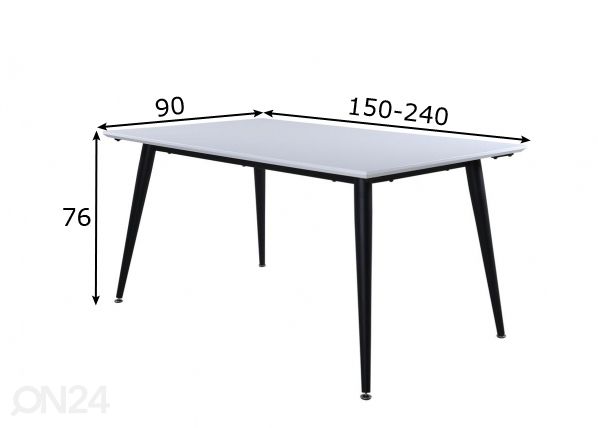 Раздвижной обеденный стол Jimmy 150/240x90 см размеры
