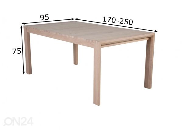 Раздвижной обеденный стол Slider 170/250x95см размеры