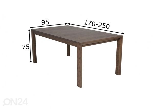 Раздвижной обеденный стол Slider 170/250x95 см размеры