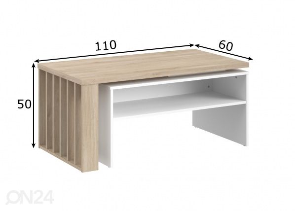Регулируемый журнальный стол Nala 110x60 cm размеры