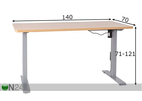 Регулируемый по высоте рабочий стол, 1 двигатель размеры