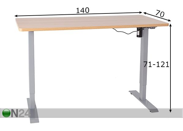Регулируемый по высоте рабочий стол Ergo, 1 двигатель размеры