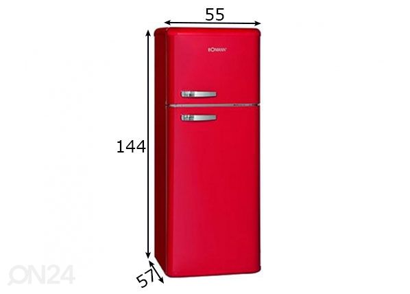 Ретро-холодильник Bomann DTR353R, красный размеры